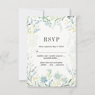 English Meadow Delicate Blume Weddinge RSVP Card