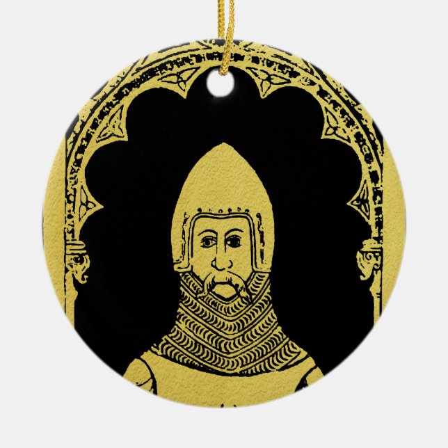English Medieval Portrait 1355 John, Lord Cobham Keramik Ornament (Vorne)