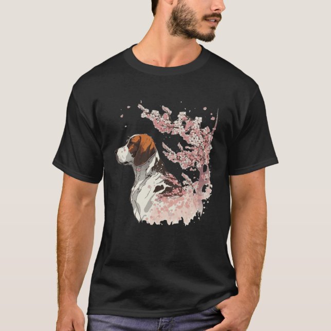 English Pointer Cherry Blossom Dog Breed Japanese  T-Shirt (Vorderseite)