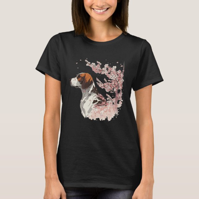 English Pointer Cherry Blossom Dog Breed Japanese  T-Shirt (Vorderseite)