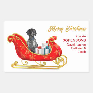 English Pointer Dog Christmas Sleigh Rechteckiger Aufkleber