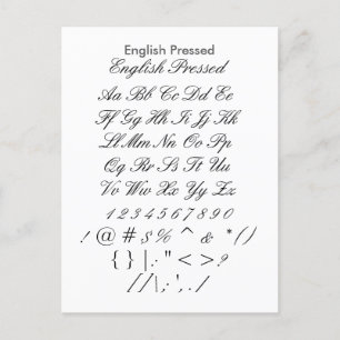 English Pressed - Zazzle Font Sampler Sheet Postkarte