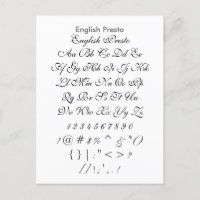 English Presto - Zazzle Schriftart Sampler Sheet
