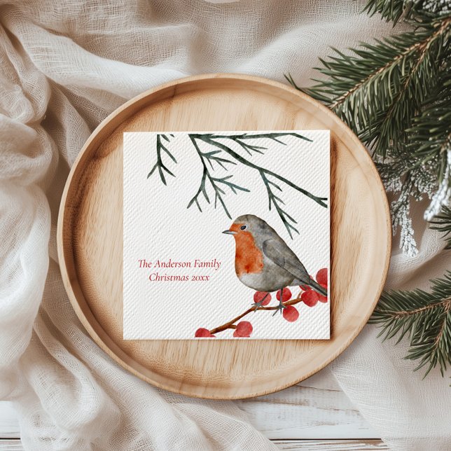 English RedBrustbrust Robin Bird Weihnachten Serviette (Von Creator hochgeladen)