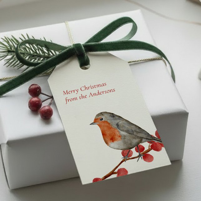 English Redust Robin Frohe Weihnachtsfeiertage Geschenkanhänger (Von Creator hochgeladen)