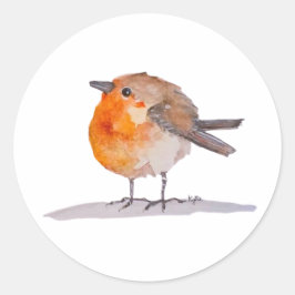 English Robin Watercolor Runder Aufkleber