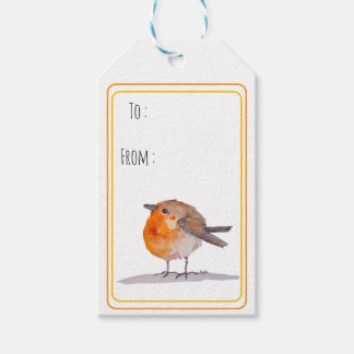 English Robin Watercolour Geschenkanhänger