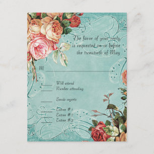 English Rose Bouquet, Vintag in modernen, wirbello RSVP Karte