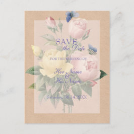 English Rose Garden Wedding Save the Date Ankündigungspostkarte