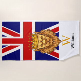 English Royal Lion Monogram Beach Handtuch