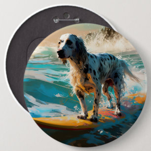 English Setter Beach Surfgrafik Button