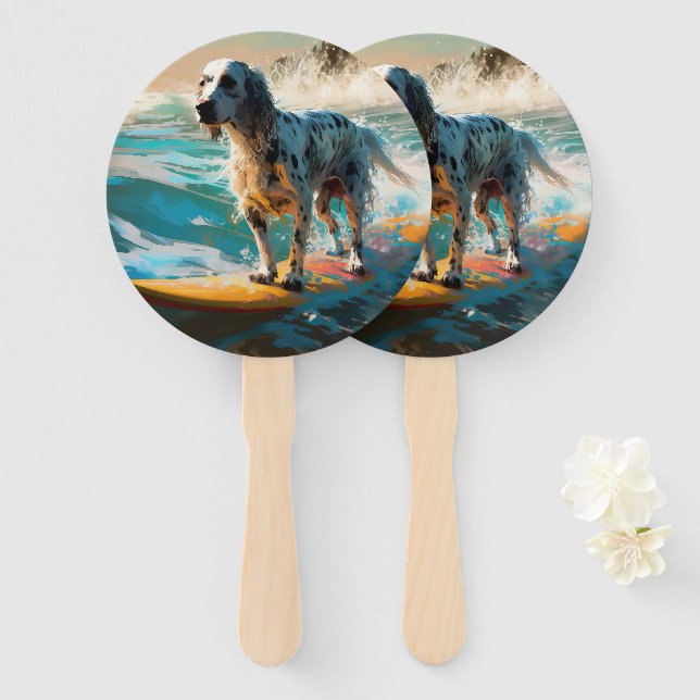 English Setter Beach Surfgrafik Fächer (Vorne und Hinten)