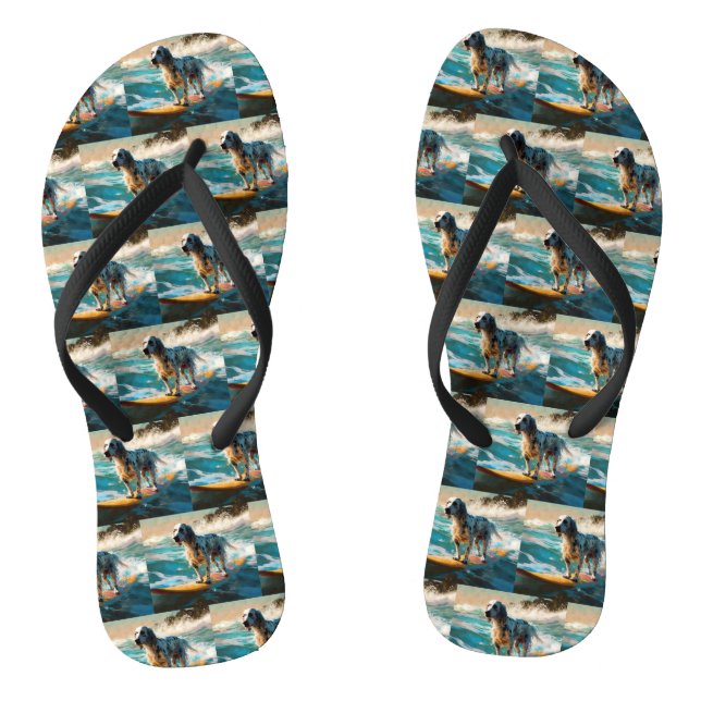 English Setter Beach Surfgrafik Flip Flops (Fußbett)