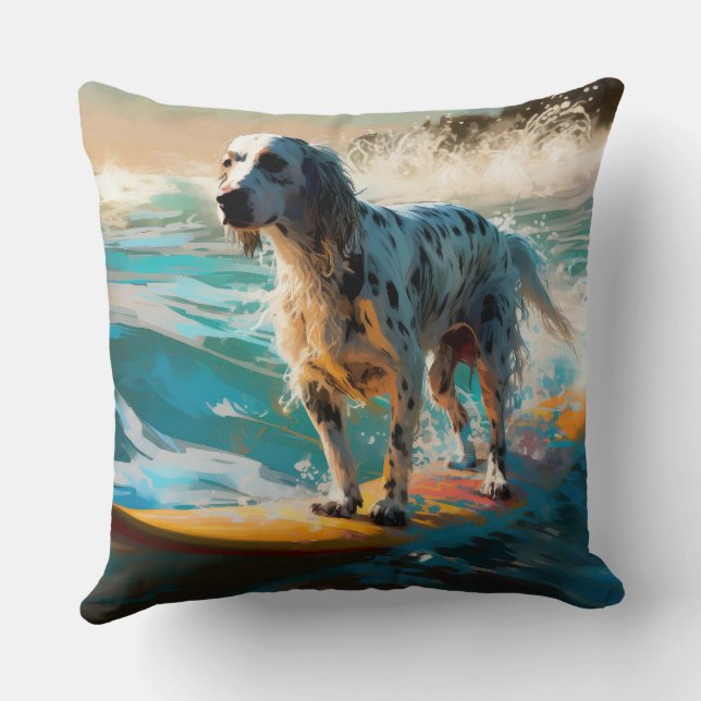 English Setter Beach Surfgrafik Kissen (Rückseite)