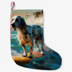 English Setter Beach Surfgrafik Kleiner Weihnachtsstrumpf