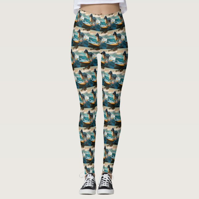English Setter Beach Surfgrafik Leggings (Vorderseite)