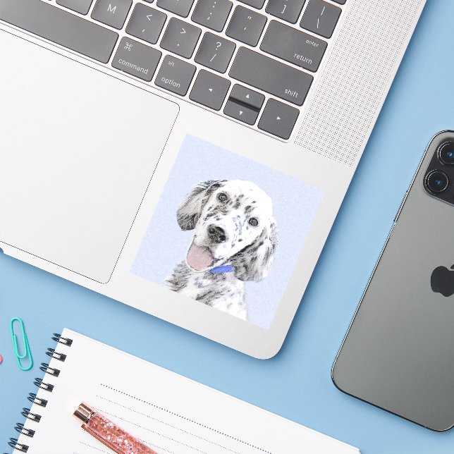 English Setter Blue Belton Malerei Hund Art Aufkleber (Laptop mit iPhone)