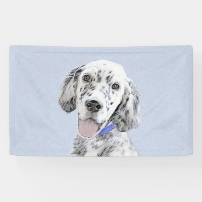 English Setter Blue Belton Malerei Hund Art Banner (Horizontal)