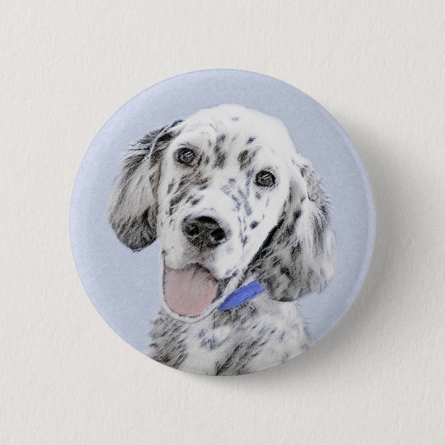 English Setter Blue Belton Malerei Hund Art Button (Vorderseite)