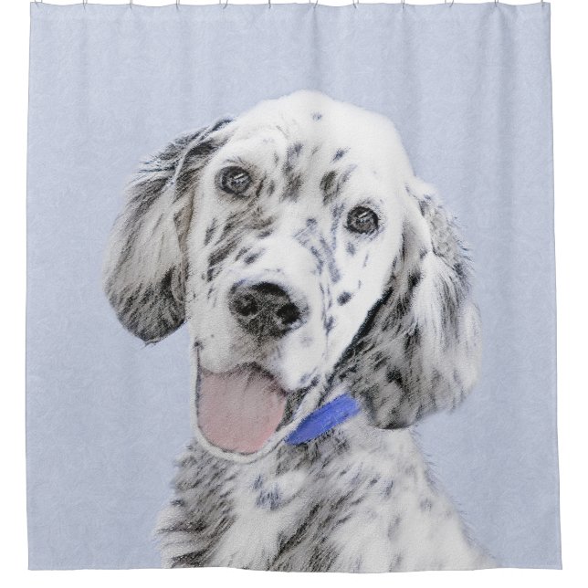 English Setter Blue Belton Malerei Hund Art Duschvorhang (Vorderseite)