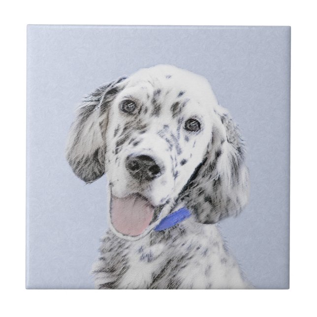 English Setter Blue Belton Malerei Hund Art Fliese (Vorderseite)