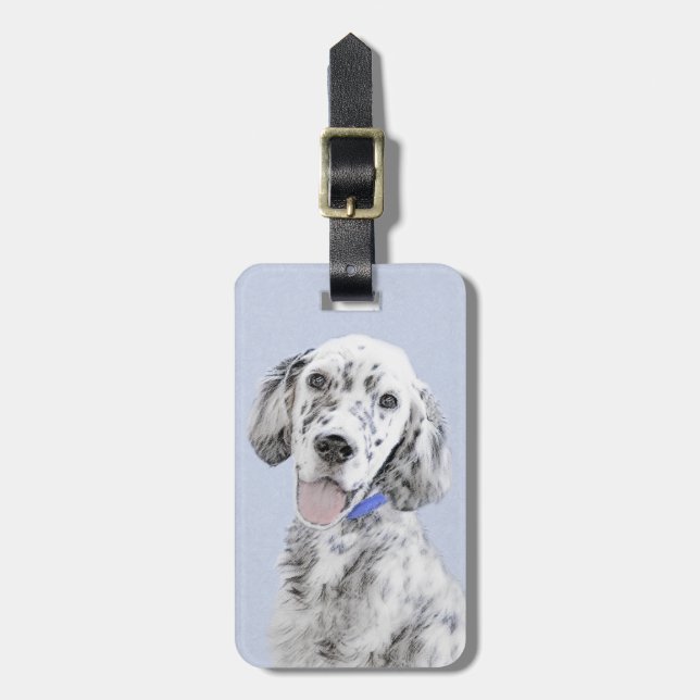 English Setter Blue Belton Malerei Hund Art Gepäckanhänger (Vorderseite vertikal)