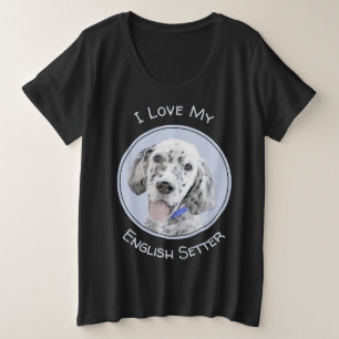 English Setter Blue Belton Malerei Hund Art Große Größe T-Shirt