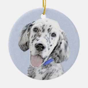 English Setter Blue Belton Malerei Hund Art Keramikornament