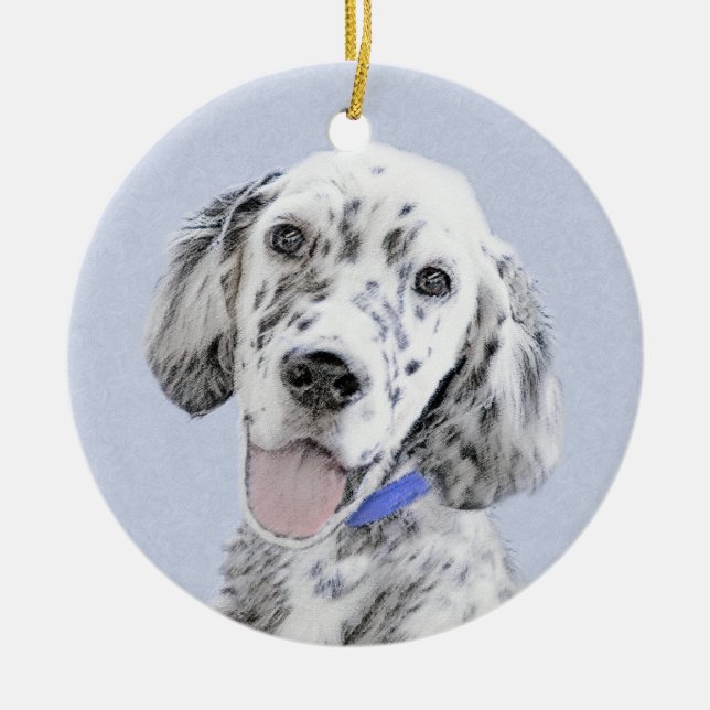 English Setter Blue Belton Malerei Hund Art Keramikornament (Vorne)