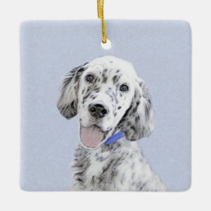 English Setter Blue Belton Malerei Hund Art Keramikornament