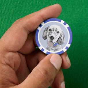 English Setter Blue Belton Malerei Hund Art Pokerchips