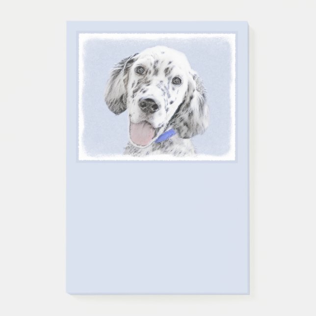 English Setter Blue Belton Malerei Hund Art Post-it Klebezettel (Vorderseite)