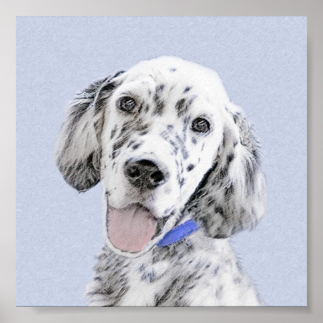 English Setter Blue Belton Malerei Hund Art Poster (Vorne)