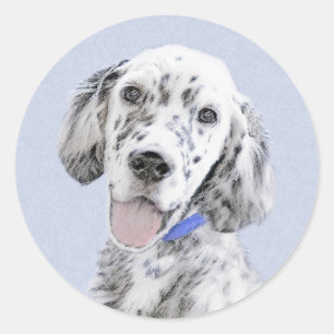 English Setter Blue Belton Malerei Hund Art Runder Aufkleber