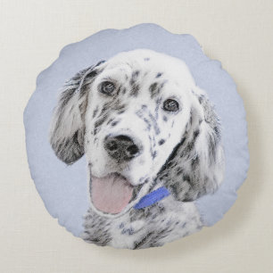 English Setter Blue Belton Malerei Hund Art Rundes Kissen
