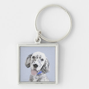 English Setter Blue Belton Malerei Hund Art Schlüsselanhänger
