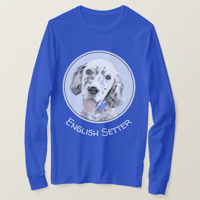 English Setter Blue Belton Malerei Hund Art T-Shirt (Design vorne)