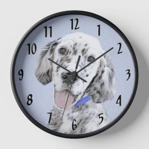 English Setter Blue Belton Malerei Hund Art Uhr