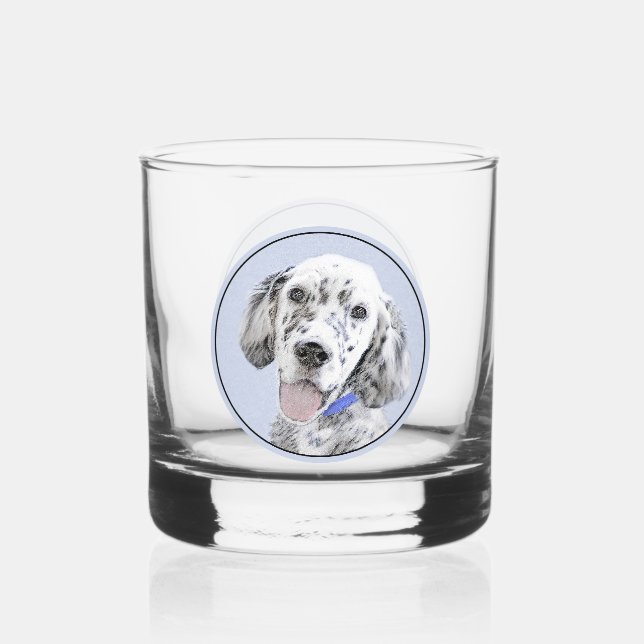 English Setter Blue Belton Malerei Hund Art Whiskyglas (Vorderseite)
