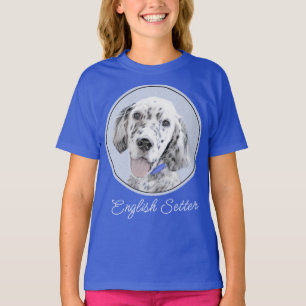 English Setter Blue Belton Painting Dog Art T-Shir T-Shirt