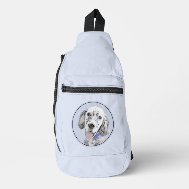 English Setter Blue Belton Painting Pet Dog Art Crossbody Bag (Vorderseite)