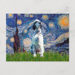English Setter (BW) - Starry Night Postkarte