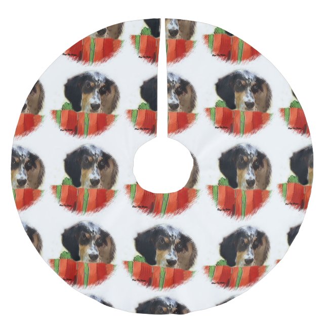English Setter Christmas Polyester Weihnachtsbaumdecke (Vorderseite)