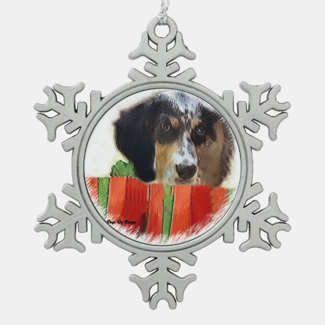 English Setter Christmas Schneeflocken Zinn-Ornament (Vorderseite)