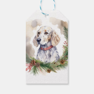 English Setter Christmas Wreath Festivals Geschenkanhänger