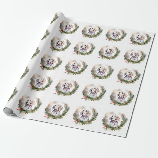 English Setter Christmas Wreath Festivals Geschenkpapier (Ungerollt)