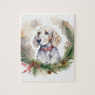 English Setter Christmas Wreath Festivals Puzzle