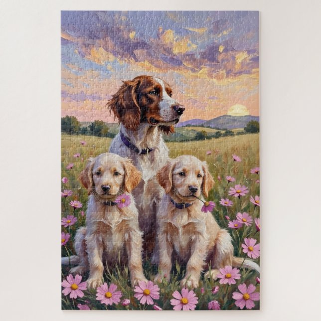 English Setter Cosmos Wiesen Kunst Puzzle (Vertikal)