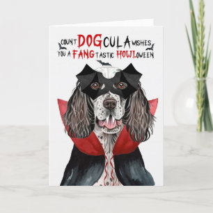 English Setter Dog Funny Count DOGcula Halloween Feiertagskarte