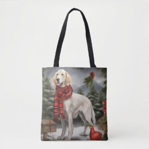 English Setter Dog in Schnee Weihnachten